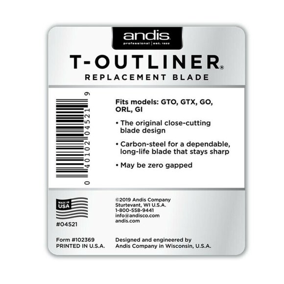 Andis T-Outliner Replacement T-Blade - Carbon Steel Trimmer Model 04521 - Picture 2 of 4